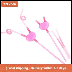 【Local shipping】 Love Heart Double Straw Unique Flexible Drinking Tube Straws Bar Accessories
