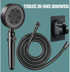 HW019-Black Shower Head Adjustable Booster Pressure Water Massage Shower Head Home Hand-held Sprayer Bathroom Supplies