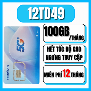 ( BEST SELLER ) SIÊU SIM 4G 5G VINAPHONE GÓI 12TD49 Có Ngay 100GB Tốc Độ cao Mỗi Tháng -  XÀI TRỌN GÓI 1 NĂM KHÔNG TỐN PHÍ DUY TRÌ. FREESHIP - CHƯA KÍCH HOẠT.