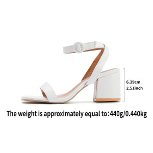 [Free Shipping] Square-Toe Chunky-Heeled Sandals For Women Featuring A Single-Strap Design Buckle Closure High Heels A Minimalist And Elegant Style Open-Toe Design And A Fashionable Open-Back Look Perfect For Summer