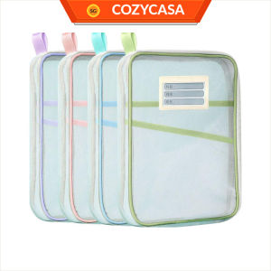 【COZYCASA】Large L-Shaped Transparent Mesh Book Pouch Subject Sorting Bag Student Stationery Organizer