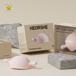 Gặm nướu cho bé từ 3M gặm nướu Silicone cao cấp HEORSHE kèm hộp đựng vệ sinh - Nhật Nam Baby Store