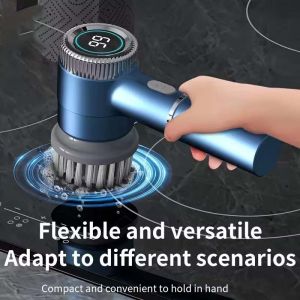 2026 Electric Cleaning Brush LED Display With 5 Replaceable Brush Heads 3-speed Adjustable Cleaning Tool For Kitchen Bathroom2026