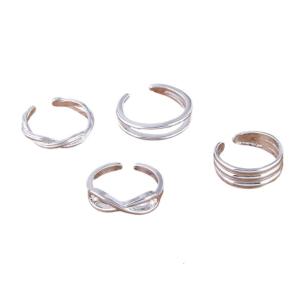 4 Pack Decorative Toe Rings Beachwear Alloy Set Tootsies Rings Set for Sandals Swimwear Outdoor Activity