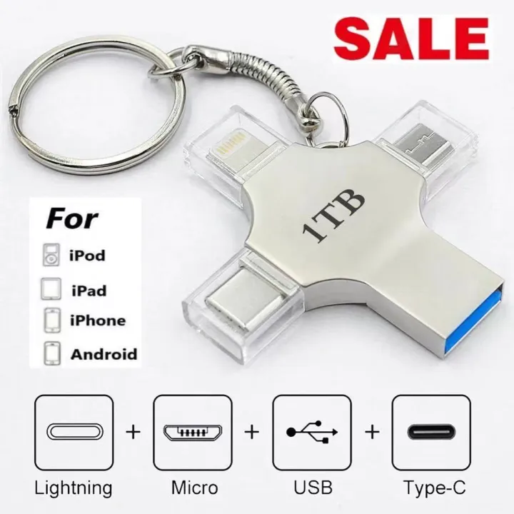 4in 1 USB Flash Drive 16GB 32GB Pendrive 64GB Type-C USB Stick 128GB 256GB Memory Stick For Android PC 512G