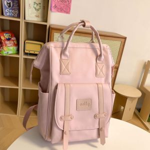 MIRELINA Solid Color Backpack Waterproof Large Capacity Schoolbag Stylish Nylon Rucksack