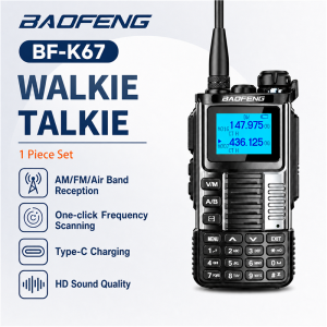 Baofeng K67 Walkie Talkie 5W UHF/VHF Dual Band 128CH Two Way Radio 10KM Long Range Waterproof Type-C FM NOAA