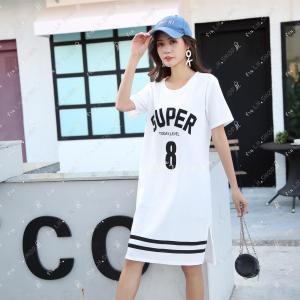 LH.Sunday เดรสยาวเสื้อยืดแฟชั่นผู้หญิงสไตล์เกาหลี ชุดเดรสวัยรุ่นหวานและน่ารัก เนื้อผ้ายืดหยุ่นดี