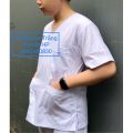 Áo blouse trắng nam cổ tim - áo blu tá, dược sĩ, bác sĩ phẫu thuật trắng nam. 