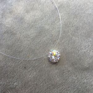 GENENIC Phụ nữ Sáng bóng Vô hình Dây câu cá Zircon Cổ áo dây chuyền Chuỗi hạt Choker Trang sức