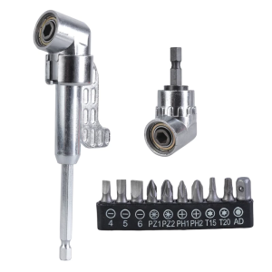 Multifunction 105 Degree Right Angle Screwdriver Socket Adapter Set with Bit 1/4" Hexagonal Shank Driver for Home Repair