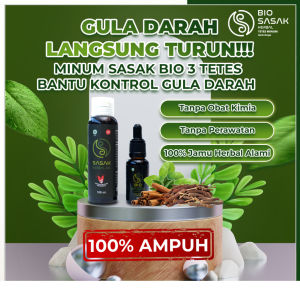 BIO SASAK JAMU TETES OBAT HERBAL DIABETES GULA DARAH KENCING MANIS AMPUH BERHASIAT BPOM 20ML