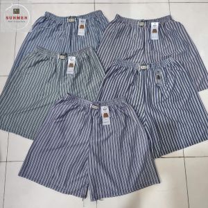 [SIÊU RẺ] Quần Đùi Nam Kẻ Sọc Trắng Thun Co Giãn Có Túi Sau Mặc Ngủ Mặc Nhà Thoáng Mát SUNMEN Size 45-90kg