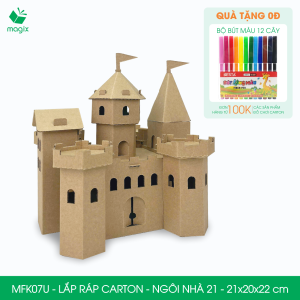 MFK07U - 21x20x22 cm - Mô hình ngôi nhà lắp ráp từ bìa carton cao cấp nhà giấy carton mini sáng tạo
