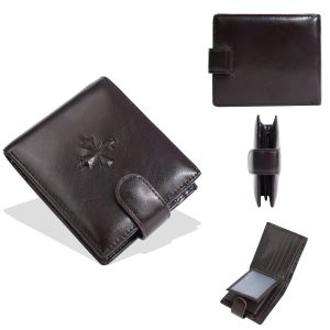 HEFEI PU Leather 3 Fold Wallets Cross Urban Recreational Style Anti-theft Cash Bag Casual Card Bag ID Badge Holder PU Pocket Purse Men Boy Gift