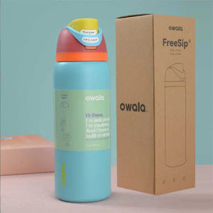 Owala free shipping  hot selling pink/beige/light green/sky blue stainless steel straw water bottle 16oz/24oz/32oz/40oz