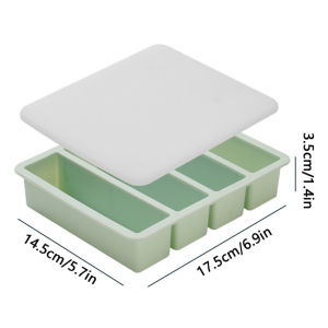 4 Cubes Giant Storage For Food Meal Sauce With Lid Silicone Freezer Trays Extra Large Soup Ice Tray Food Freezing Molds Ice Mold Silicone Mold Frozen Long Ice Cube Tray Soup 4 Cell Storage Box DIY Ice Maker Food Grade Container With Lid Kitchen Tools