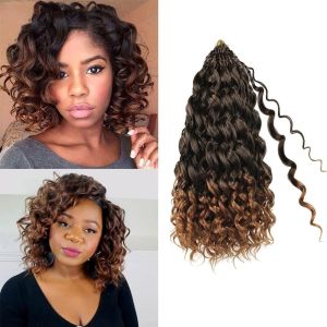 BNUE1 14 Strands Ngắn Tóc tết GoGo Curl Tóc xoăn bãi biển Tổng hợp Tóc tết móc Lông xù Sóng biển Tóc nối tết xoắn dành cho phụ nữ