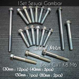 (1SET) BAUT BLOK MESIN KOPLING MAGNIT SUZUKI SMASH / BAUT KRENGKES MOTOR / BAUT BAK KOPLING MAGNIT