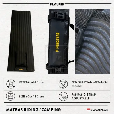 Matras Alas Duduk Spon Kasur Tidur Riding Outdoor Piknik Camping Yoga Mat Hiking 3mm Simple size 60x180cm 180 x 60 CM by FUNCOVER