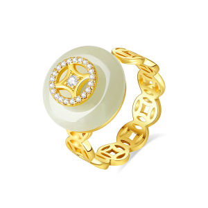 เลื่อมของผู้หญิงที่สง่างามแหวนแบบปรับขนาดได้สีทองปูที่ตั้งรูปไข่สีแดงสีเขียวสีขาว AAA Zircon เครื่องประดับหมั้นนิ้วมือ SR164