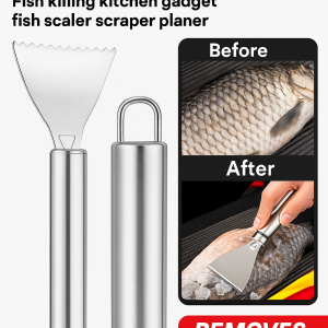 Food Grade Stainless Steel Scaling Peeling Knife Anti-Slip Handle Quick Peeling Scaling Great Kitchen Cooking Tool