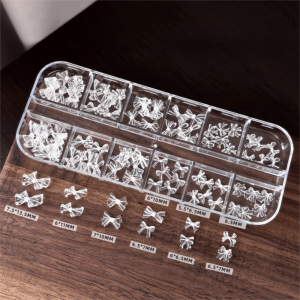 UNIITY Nơ 3D Bộ dụng cụ trang trí móng tay bằng tuyến 12 ô/hộp Trong suốt Bộ Phấn Nhũ Trang Trí Móng Tay Kích thước hỗn hợp Phụ kiện trang trí móng tay Phụ Kiện Làm Móng