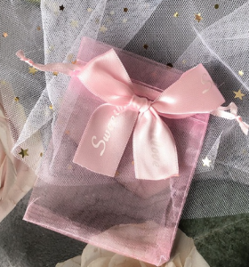 gift(ราคาถูก)ถุงผ้าแก้ว ถุงใส่ของชำร่วย ถุงตะข่าย ถุงหูรูด ถุงผ้า ถุงใส่เครื่องประดับ พร้อมโบว์