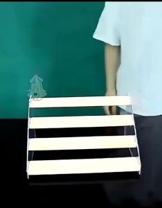 OHHDEER Wood Display Stand 2-5 Step Riser Shelves Wood Acrylic Storage Figures Perfume Cake Showcase