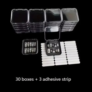 20pcs Press On Nail Packaging Boxes With Double Sided Adhesive Nail Tape Acrylic Press On Nail Storage Box in 4 Colors For Nail2026