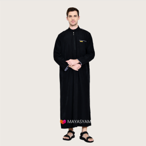 Gamis Pria Dewasa Polos Jubah Pria Zipper Jumbo Size Lengan Panjang Kerah Mandarin Premium