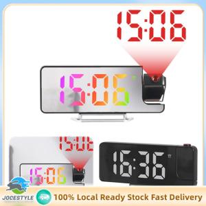 Jocestyle Projection Alarm Clock with Temperature Date LED Mirror Digital Clock Mains and Battery Operated Digital Clock Large Display for Heavy Sleeper Bedroom