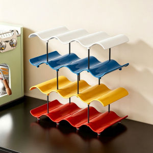 DewyBabe Multi Layer Cup Holder Rack Large Capacity Wavy Tray Waterproof ABS Steel Macaron Colors 2 3 4 Tier