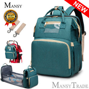 Mansy Portable Diaper Bag Multifunction Large Capacity Travel Backapack Baby Cot Bed Diaper Changing Table Pads for Mom Dad Baby Folding Crib Fashion Mummy Bag