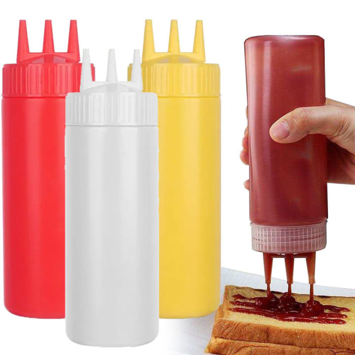 Ketchup Squeeze Bottle Plastic Condiment Squeeze Squirt Bottles 3 Hole