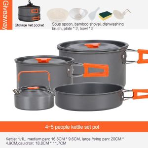 Anti-scalding Handle Camping Set Cooking Non Stick Pan Hiking Picnic Camping Accessories Food Grade Aluminum Suitable For 2-5 People