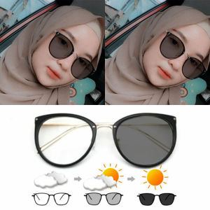 Kacamata Photocromic Anti Radiasi Komuputer Wanita Pria Bulat Frame Anti Blue Ray UV