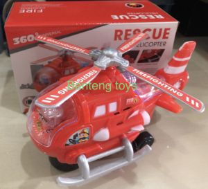 Mainan Helikopter Merah Lampu LED dan suara Bump & Go
