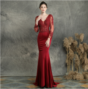 บทกวีเพลง Double-V ชุดราตรีนางเงือกพรหม Gowns ชุดปาร์ตี้อย่างเป็นทางการ Elegant Vintage Robe Longue Handmade ดอกไม้ชุดแต่งงาน