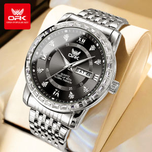 OPK Watch For Mans Original Waterproof 2026 New Style High Quality Fashion Business Stainless Steel Calendar Luminous Quartz Watch