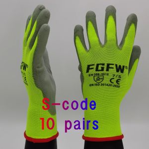 10 Pairs PU Coated Work Gloves - Lightweight Durable Safety Gloves EN 388/ISO20471 Certified Sizes S/M/L/XL