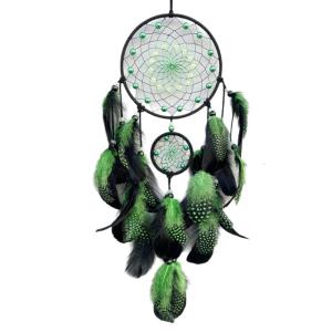 Feathered Tassels Dreamcatchers Hanging Ornament with Night Glowing Beads Wind Chimes for Car Hanging or Home Decors