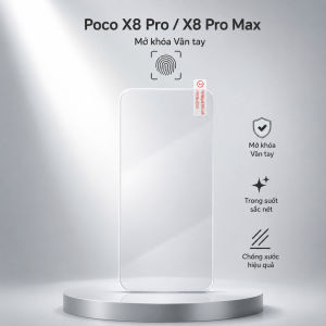 Kính cường lực Xiaomi Poco X8 Pro Poco X8 Pro Max trong suốt Mở khóa vân tay