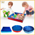 [deveodo] Foldable PVC Sandbox Square Sand Play Pool for Kids Pets Portable Beach Toy Pet Bath Tub Reinforced Base Reusable Sand Play Kit. 