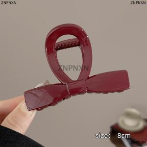 [COD] ZNPNXN Women Large Dark Red Color Hair Claws Barrettes Hairpins Plastic Ponytail Hair Clips Girls Senior Hair Shark Clip Accessories