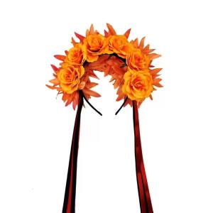 Elegant False Flower Hair Accessory With Adjustable Band Ideal For Halloween Celebrations And Themed Gatherings