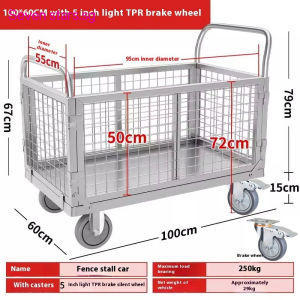Metal Folding Cart Multi Functional Trolley Steel Reinforced And Thickened Trolley Detachable Cart