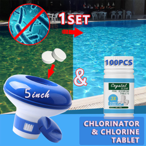 MOSTING 100G & 5inch Magic Pool Cleaning Effervescent Chlorine Tablets Swimming Pool Floating Sterilizer Floating Pool Chlorine Tablet Dispenser for Swimming Pools Adjustable Pool Cleaning Floating Dissolves Quickly Eliminate Algae In Pools