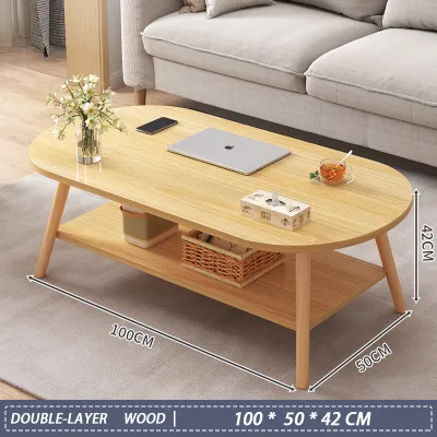 2 Layer Round Coffee Table Modern Center Table for Living Room Sofa Side Small Table Set Home Decor Wood