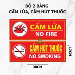 Bộ 2 bảng hiệu lệnh cấm lửa và cấm hút thuốc phòng cháy chữa cháy